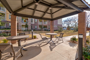 Photo of outside seating in gazebo 